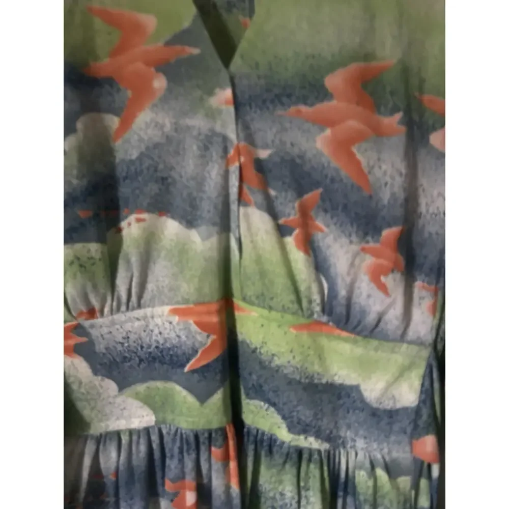 Vintage Montgomery Ward Dress Medium Floral Multicolor Boho Goddess Aline 70s - Picture 5 of 13